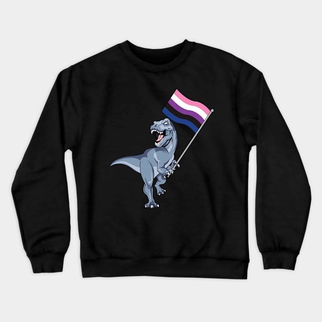 Genderfluid Flag Dinosaur LGBTQIA Gender Pride LGBT Nonbinary Decal Crewneck Sweatshirt by Shirtsurf